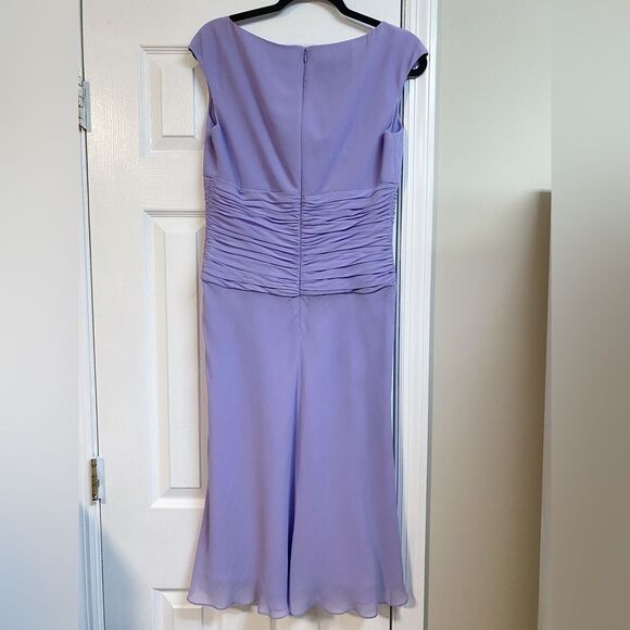 Y2K Mother of the Bride Silk Lavender Ruched Dress Prom Wedding Guest Homecoming - Picture 2 of 10